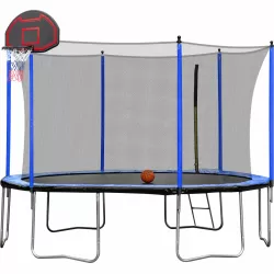 15FT Trampoline with Basketball Hoop Inflator and Ladder(Inner Safety Enclosure) Blue 15FT Trampoline with Basketball Hoop Inflator and Ladder(Inner Safety Enclosure) Blue