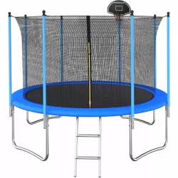 10 FT TRAMPOLINE INSIDE SAFETY NET WITH BASKETBALL HOOP 10 FT TRAMPOLINE INSIDE SAFETY NET WITH BASKETBALL HOOP