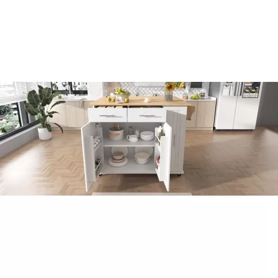 K&K Kitchen Island with Drop Leaf, Kitchen Storage Cart with 3 Tier Pull Out Cabinet Organizer, Internal Storage Rack, Rolling Kitchen Cart on Wheels with Towel Rack, 2 Drawers, for Kitchen, White K&K Kitchen Island with Drop Leaf, Kitchen Storage Cart with 3 Tier Pull Out Cabinet Organizer, Internal Storage Rack, Rolling Kitchen Cart on Wheels with Towel Rack, 2 Drawers, for Kitchen, White