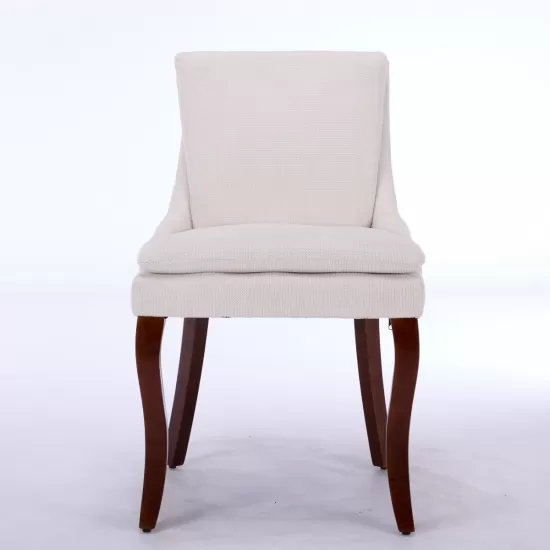 Modern Dining Chairs Set of 2,Double-layer Cushioned Chenille fabric Upholstered Accent Side Leisure Chairs with Mid Back and Curved Solid Wood Legs for Living Room/Dining Room-Beige Modern Dining Chairs Set of 2,Double-layer Cushioned Chenille fabric Upholstered Accent Side Leisure Chairs with Mid Back and Curved Solid Wood Legs for Living Room/Dining Room-Beige