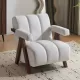 Mid Century Modern Accent Chair with Solid Wood Frame, Upholstered Living Room Chairs with Thick Cushion, Comfy Tufted Arm Chair for Bedroom, Living Room, Velvet, Ivory Mid Century Modern Accent Chair with Solid Wood Frame, Upholstered Living Room Chairs with Thick Cushion, Comfy Tufted Arm Chair for Bedroom, Living Room, Velvet, Ivory