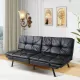Futon Sofa Bed with Adjustable Backrests Sleeper Couch with Adjustable Armrests Convertible Sofa Couch Bed for Small Space Apartment Living Room Black Futon Sofa Bed with Adjustable Backrests Sleeper Couch with Adjustable Armrests Convertible Sofa Couch Bed for Small Space Apartment Living Room Black