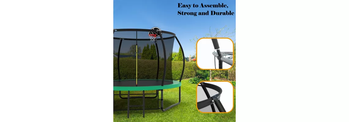10FT Pumpkin Trampoline with Basketball Hoop: Fun Outdoor Activity for Kids 10FT Pumpkin Trampoline with Basketball Hoop: Fun Outdoor Activity for Kids