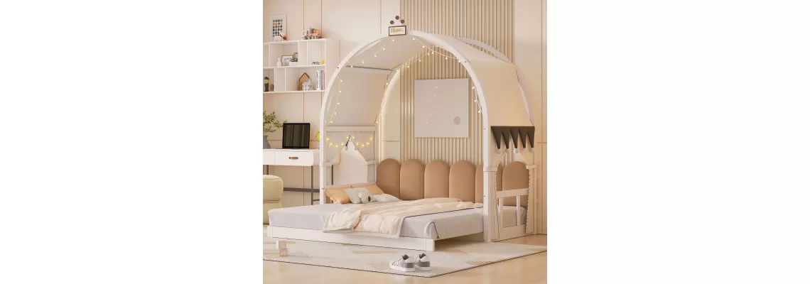 Twin Size Extended Bed with Arched Roof and Trundle: A Stylish and Functional Choice for $349.89 Twin Size Extended Bed with Arched Roof and Trundle: A Stylish and Functional Choice for $349.89