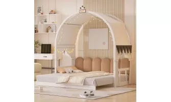 Twin Size Extended Bed with Arched Roof and Trundle: A Stylish and Functional Choice for $349.89
