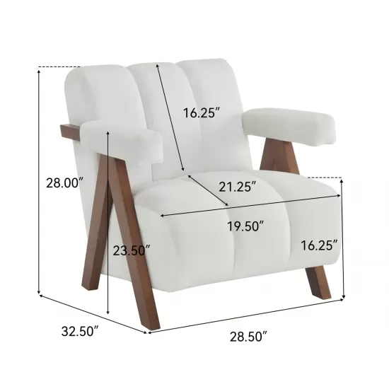 Mid Century Modern Accent Chair with Solid Wood Frame, Upholstered Living Room Chairs with Thick Cushion, Comfy Tufted Arm Chair for Bedroom, Living Room, Velvet, Ivory Mid Century Modern Accent Chair with Solid Wood Frame, Upholstered Living Room Chairs with Thick Cushion, Comfy Tufted Arm Chair for Bedroom, Living Room, Velvet, Ivory