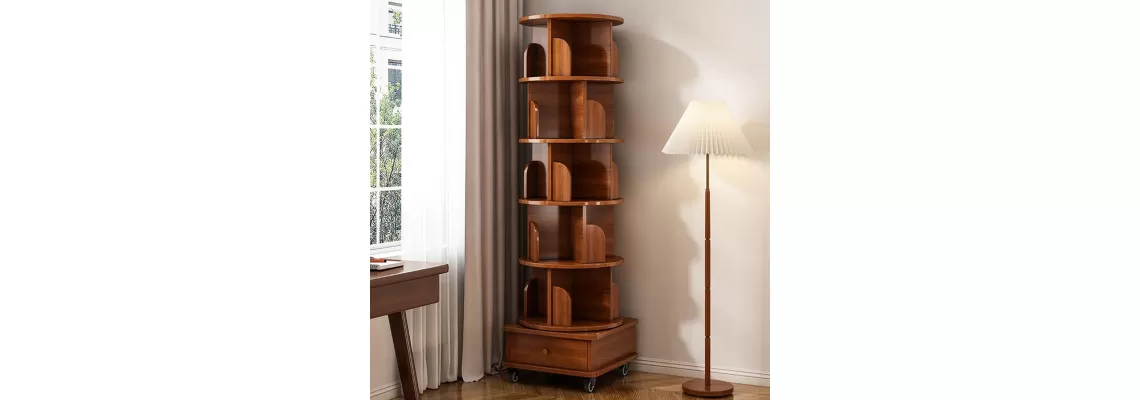 Maximize Small Spaces with the 360° Rotating Bookshelf in Walnut Brown
Maximize Small Spaces with the 360° Rotating Bookshelf in Walnut Brown