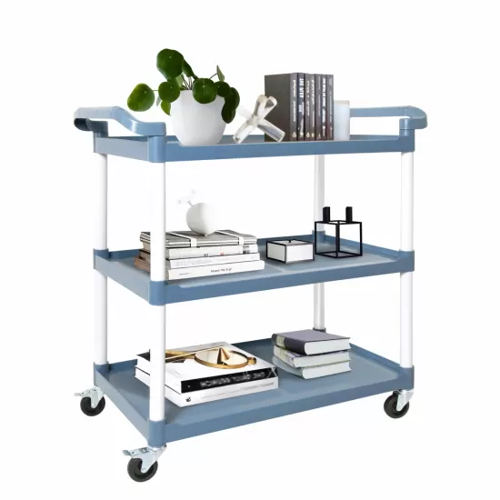 3-Tier Plastic Service Utility Cart with Wheels, Food-service Rolling Cart Heavy Duty 350lbs Capacity,Commercial Rolling for Restaurant, Household, Office, Warehouse, 40.9''L x 19.6''W x 41.3''H 3-Tier Plastic Service Utility Cart with Wheels, Food-service Rolling Cart Heavy Duty 350lbs Capacity,Commercial Rolling for Restaurant, Household, Office, Warehouse, 40.9''L x 19.6''W x 41.3''H