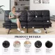 Futon Sofa Bed with Adjustable Backrests Sleeper Couch with Adjustable Armrests Convertible Sofa Couch Bed for Small Space Apartment Living Room Black Futon Sofa Bed with Adjustable Backrests Sleeper Couch with Adjustable Armrests Convertible Sofa Couch Bed for Small Space Apartment Living Room Black