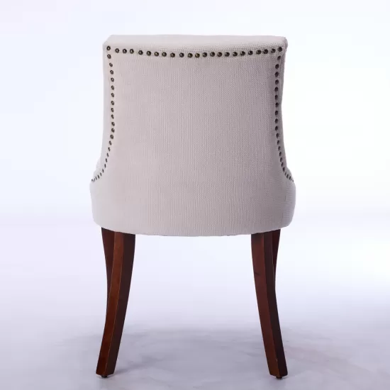 Modern Dining Chairs Set of 2,Double-layer Cushioned Chenille fabric Upholstered Accent Side Leisure Chairs with Mid Back and Curved Solid Wood Legs for Living Room/Dining Room-Beige Modern Dining Chairs Set of 2,Double-layer Cushioned Chenille fabric Upholstered Accent Side Leisure Chairs with Mid Back and Curved Solid Wood Legs for Living Room/Dining Room-Beige