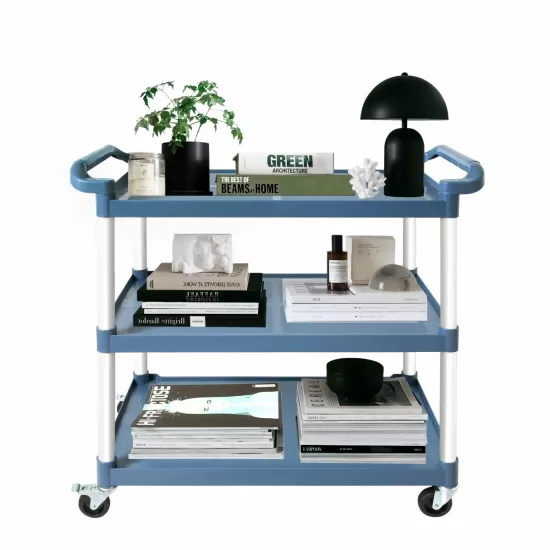 3-Tier Plastic Service Utility Cart with Wheels, Food-service Rolling Cart Heavy Duty 350lbs Capacity,Commercial Rolling for Restaurant, Household, Office, Warehouse, 40.9''L x 19.6''W x 41.3''H 3-Tier Plastic Service Utility Cart with Wheels, Food-service Rolling Cart Heavy Duty 350lbs Capacity,Commercial Rolling for Restaurant, Household, Office, Warehouse, 40.9''L x 19.6''W x 41.3''H