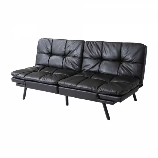 Futon Sofa Bed with Adjustable Backrests Sleeper Couch with Adjustable Armrests Convertible Sofa Couch Bed for Small Space Apartment Living Room Black Futon Sofa Bed with Adjustable Backrests Sleeper Couch with Adjustable Armrests Convertible Sofa Couch Bed for Small Space Apartment Living Room Black