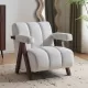 Mid Century Modern Accent Chair with Solid Wood Frame, Upholstered Living Room Chairs with Thick Cushion, Comfy Tufted Arm Chair for Bedroom, Living Room, Velvet, Ivory Mid Century Modern Accent Chair with Solid Wood Frame, Upholstered Living Room Chairs with Thick Cushion, Comfy Tufted Arm Chair for Bedroom, Living Room, Velvet, Ivory