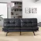 Futon Sofa Bed with Adjustable Backrests Sleeper Couch with Adjustable Armrests Convertible Sofa Couch Bed for Small Space Apartment Living Room Black Futon Sofa Bed with Adjustable Backrests Sleeper Couch with Adjustable Armrests Convertible Sofa Couch Bed for Small Space Apartment Living Room Black