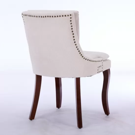 Modern Dining Chairs Set of 2,Double-layer Cushioned Chenille fabric Upholstered Accent Side Leisure Chairs with Mid Back and Curved Solid Wood Legs for Living Room/Dining Room-Beige Modern Dining Chairs Set of 2,Double-layer Cushioned Chenille fabric Upholstered Accent Side Leisure Chairs with Mid Back and Curved Solid Wood Legs for Living Room/Dining Room-Beige