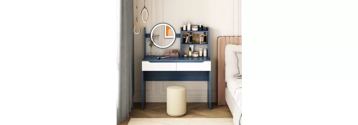 Stylish Blue Table Set with HD Mirror, Cushion Stool & Large Drawers – Perfect Makeup Dressing Desk for Apartment
Stylish Blue Table Set with HD Mirror, Cushion Stool & Large Drawers – Perfect Makeup Dressing Desk for Apartment