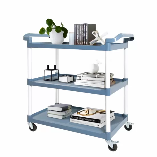 3-Tier Plastic Service Utility Cart with Wheels, Food-service Rolling Cart Heavy Duty 350lbs Capacity,Commercial Rolling for Restaurant, Household, Office, Warehouse, 40.9''L x 19.6''W x 41.3''H 3-Tier Plastic Service Utility Cart with Wheels, Food-service Rolling Cart Heavy Duty 350lbs Capacity,Commercial Rolling for Restaurant, Household, Office, Warehouse, 40.9''L x 19.6''W x 41.3''H