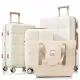 Luggage Sets 4 Piece, 20-inch with USB Port, Expandable ABS Durable Suitcase with Travel Bag, Cup Holder, ABS Hard Shell Luggage with Spinner Wheels, beige Luggage Sets 4 Piece, 20-inch with USB Port, Expandable ABS Durable Suitcase with Travel Bag, Cup Holder, ABS Hard Shell Luggage with Spinner Wheels, beige