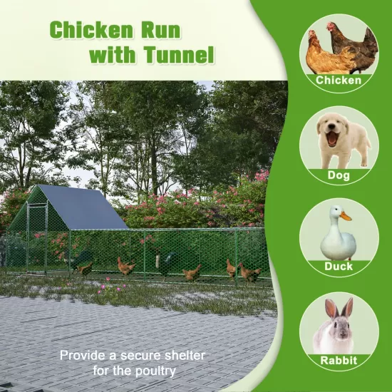 26'Lx6.7'Wx6.6' ft Large Metal Chicken Coop, Walk-in Chicken Run, Galvanized Wire Poultry Chicken Hen Pen Cage, Rabbits Duck Cages with Waterproof and Anti-Ultraviolet Cover for Outside 26'Lx6.7'Wx6.6' ft Large Metal Chicken Coop, Walk-in Chicken Run, Galvanized Wire Poultry Chicken Hen Pen Cage, Rabbits Duck Cages with Waterproof and Anti-Ultraviolet Cover for Outside