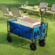 Folding Wagon Cart with Wheels, Foldable Grocery Cart,small,blue Folding Wagon Cart with Wheels, Foldable Grocery Cart,small,blue