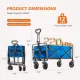 Folding Wagon Cart with Wheels, Foldable Grocery Cart,small,blue Folding Wagon Cart with Wheels, Foldable Grocery Cart,small,blue