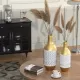 Floor Metal Vase Decorative Vintage Gold/White Metal Vase Set of 2 Rustic Distressed Finish Large Glazed Metal Vase for Home Decor Floor Metal Vase Decorative Vintage Gold/White Metal Vase Set of 2 Rustic Distressed Finish Large Glazed Metal Vase for Home Decor