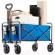 Folding Wagon Cart with Wheels, Foldable Grocery Cart,small,blue Folding Wagon Cart with Wheels, Foldable Grocery Cart,small,blue