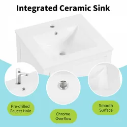 20 Inch  Bathroom Vanity with Sink, Bathroom Cabinet with Soft Closing Door, Storage Rack and A Drawer, White 20 Inch  Bathroom Vanity with Sink, Bathroom Cabinet with Soft Closing Door, Storage Rack and A Drawer, White
