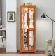 Lighted Glass Curio Display Cabinet,Display Cabinet,Glass Storage Cabinet Glass Wine cabinet Wood Frame Toy Display for Living Room, Kitchen, Pantry light bulb included OAK Lighted Glass Curio Display Cabinet,Display Cabinet,Glass Storage Cabinet Glass Wine cabinet Wood Frame Toy Display for Living Room, Kitchen, Pantry light bulb included OAK