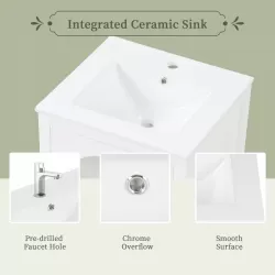 20 Inch  Bathroom Vanity with Sink, Bathroom Cabinet with Soft Closing Glass Door, A Drawer, White 20 Inch  Bathroom Vanity with Sink, Bathroom Cabinet with Soft Closing Glass Door, A Drawer, White