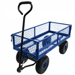 3 cu. ft. 300 lbs. Capacity Removable Sides Metal Steel Mesh Heavy Duty Utility Wagon Outdoor Garden Cart in Blue 3 cu. ft. 300 lbs. Capacity Removable Sides Metal Steel Mesh Heavy Duty Utility Wagon Outdoor Garden Cart in Blue