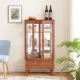 Lighted Glass Cabinet Glass Wine Cabinet Curio Display Cabinet with Adjustable Glass Shelves 2 Doors and 1 drawer Cabinet Bulb Included OAK Lighted Glass Cabinet Glass Wine Cabinet Curio Display Cabinet with Adjustable Glass Shelves 2 Doors and 1 drawer Cabinet Bulb Included OAK