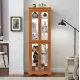 Lighted Glass Curio Display Cabinet,Display Cabinet,Glass Storage Cabinet Glass Wine cabinet Wood Frame Toy Display for Living Room, Kitchen, Pantry light bulb included OAK Lighted Glass Curio Display Cabinet,Display Cabinet,Glass Storage Cabinet Glass Wine cabinet Wood Frame Toy Display for Living Room, Kitchen, Pantry light bulb included OAK