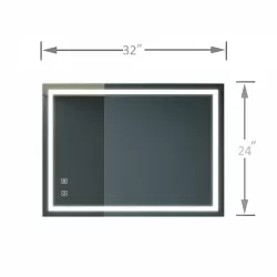 32x24inch Bathroom Led Classy Vanity Mirror with focused backplane,High Lumen,Dimmable Touch,Wall Switch Control, Anti-Fog ,CRI 95 Adjustable 3000K-4500K-6000K ,IP54 Waterproof  Vertical & Horizontal 32x24inch Bathroom Led Classy Vanity Mirror with focused backplane,High Lumen,Dimmable Touch,Wall Switch Control, Anti-Fog ,CRI 95 Adjustable 3000K-4500K-6000K ,IP54 Waterproof  Vertical & Horizontal