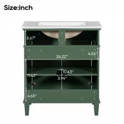 30-inch bathroom vanity with ceramic basin,  soft close door and adjustable shelves 30-inch bathroom vanity with ceramic basin,  soft close door and adjustable shelves