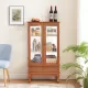 Lighted Glass Cabinet Glass Wine Cabinet Curio Display Cabinet with Adjustable Glass Shelves 2 Doors and 1 drawer Cabinet Bulb Included OAK Lighted Glass Cabinet Glass Wine Cabinet Curio Display Cabinet with Adjustable Glass Shelves 2 Doors and 1 drawer Cabinet Bulb Included OAK