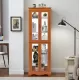 Lighted Glass Curio Display Cabinet,Display Cabinet,Glass Storage Cabinet Glass Wine cabinet Wood Frame Toy Display for Living Room, Kitchen, Pantry light bulb included OAK Lighted Glass Curio Display Cabinet,Display Cabinet,Glass Storage Cabinet Glass Wine cabinet Wood Frame Toy Display for Living Room, Kitchen, Pantry light bulb included OAK