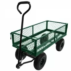 3 cu. ft. 300 lbs. Capacity Removable Sides Metal Steel Mesh Heavy Duty Utility Wagon Outdoor Garden Cart in Green 3 cu. ft. 300 lbs. Capacity Removable Sides Metal Steel Mesh Heavy Duty Utility Wagon Outdoor Garden Cart in Green