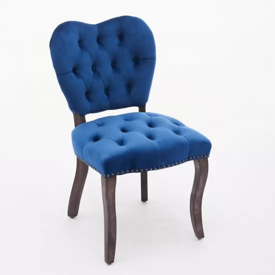 French Vintage Tufted Upholstered Fabric Dining Chair,Set of 2,Blue,SW1869BL French Vintage Tufted Upholstered Fabric Dining Chair,Set of 2,Blue,SW1869BL