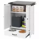 Dog Feeding Station, Dog Food Storage Cabinet with Hidden Dog Bowls, Adjustable Panel, Hooks, for Medium Sized Dogs, White Dog Feeding Station, Dog Food Storage Cabinet with Hidden Dog Bowls, Adjustable Panel, Hooks, for Medium Sized Dogs, White
