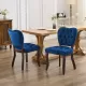 French Vintage Tufted Upholstered Fabric Dining Chair,Set of 2,Blue,SW1869BL French Vintage Tufted Upholstered Fabric Dining Chair,Set of 2,Blue,SW1869BL