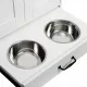 Dog Feeding Station, Dog Food Storage Cabinet with Hidden Dog Bowls, Adjustable Panel, Hooks, for Medium Sized Dogs, White Dog Feeding Station, Dog Food Storage Cabinet with Hidden Dog Bowls, Adjustable Panel, Hooks, for Medium Sized Dogs, White