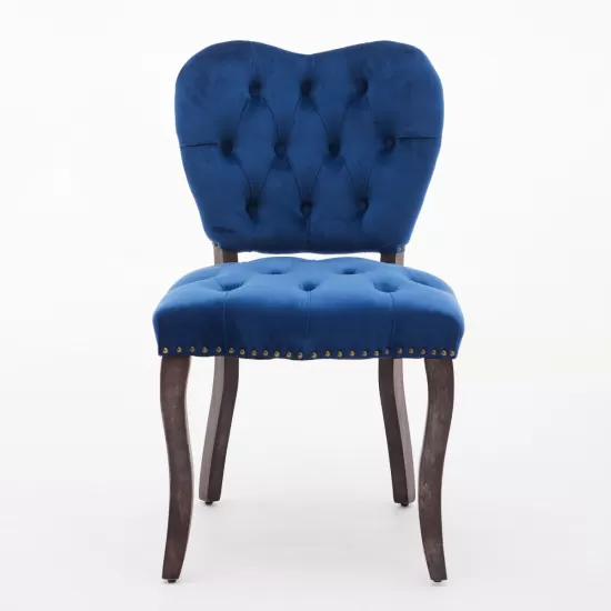 French Vintage Tufted Upholstered Fabric Dining Chair,Set of 2,Blue,SW1869BL French Vintage Tufted Upholstered Fabric Dining Chair,Set of 2,Blue,SW1869BL