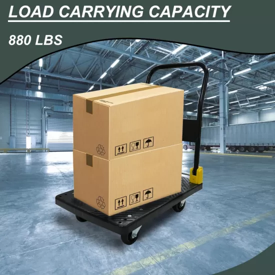 Foldable Platform Push Hand Truck Cart, 880 lbs. Weight Capacity, 2 Swivel Brake Wheels Foldable Platform Push Hand Truck Cart, 880 lbs. Weight Capacity, 2 Swivel Brake Wheels