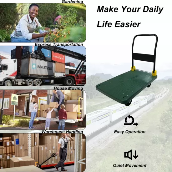 Foldable Platform Push Hand Truck Cart, 880 lbs. Weight Capacity Foldable Platform Push Hand Truck Cart, 880 lbs. Weight Capacity