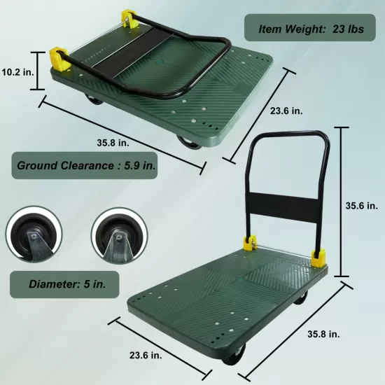 Foldable Platform Push Hand Truck Cart, 880 lbs. Weight Capacity Foldable Platform Push Hand Truck Cart, 880 lbs. Weight Capacity