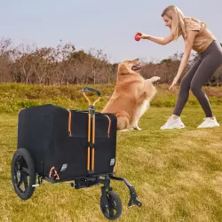 Foldable Pet Jogging Stroller Dog Carriers Bicycle Trailer Pet Dog Cat Bike Trailer Orange and Black - Ideal for Small Pets Foldable Pet Jogging Stroller Dog Carriers Bicycle Trailer Pet Dog Cat Bike Trailer Orange and Black - Ideal for Small Pets