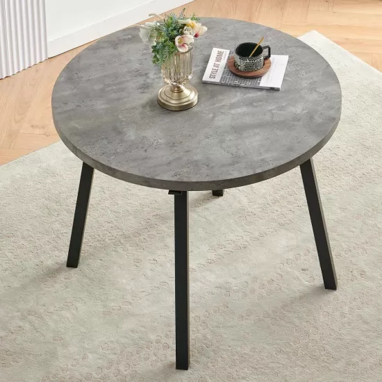 Grey Round Dining Table, Mid Century Modern Round Dining Table,Dinning Table for Kitchen Grey Round Dining Table, Mid Century Modern Round Dining Table,Dinning Table for Kitchen