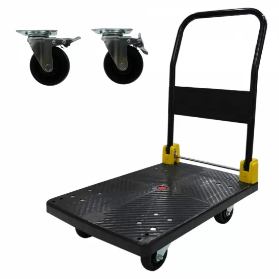 Foldable Platform Push Hand Truck Cart, 880 lbs. Weight Capacity, 2 Swivel Brake Wheels Foldable Platform Push Hand Truck Cart, 880 lbs. Weight Capacity, 2 Swivel Brake Wheels