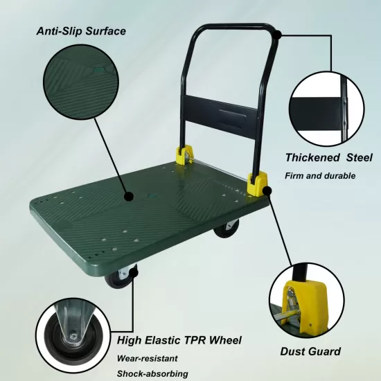 Foldable Platform Push Hand Truck Cart, 440 lbs. Weight Capacity Foldable Platform Push Hand Truck Cart, 440 lbs. Weight Capacity